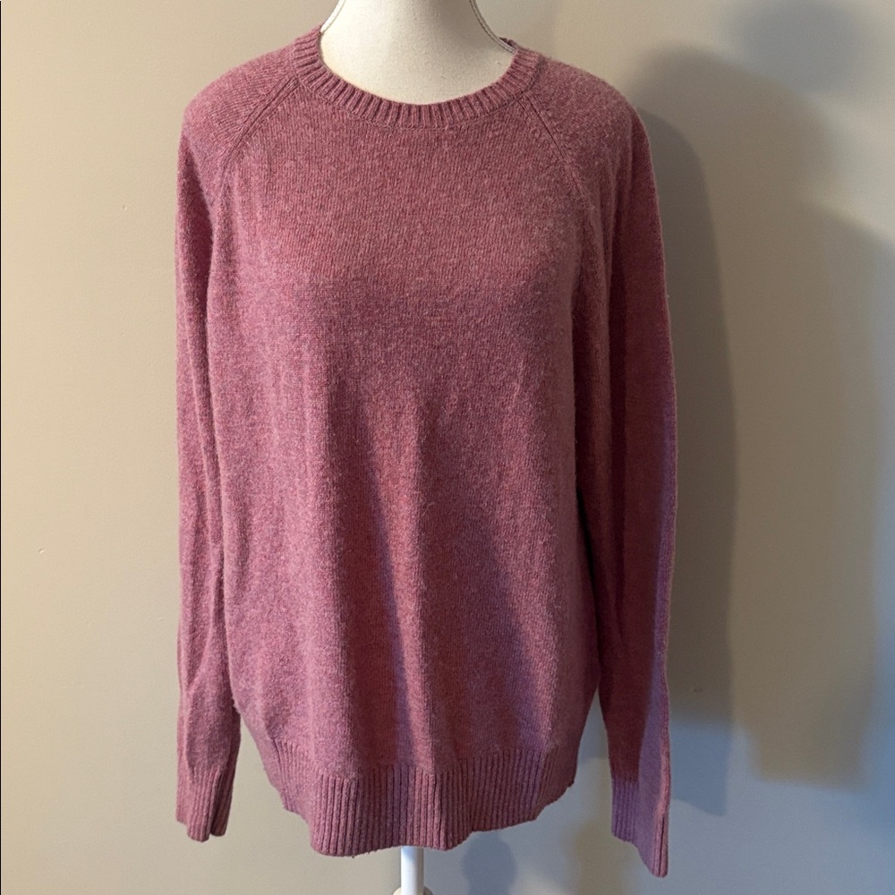 J. Crew Lamb’s Wool Blend Soft Pink Knit Crew Neck Sweater. Size Large